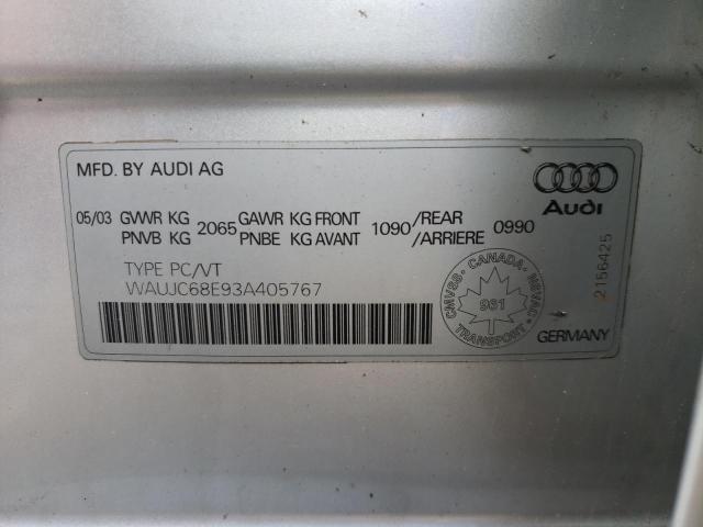 Zdjęcie 10 z aukcji – 2003 AUDI A4 1.8T z VIN WAUJC68E93A405767