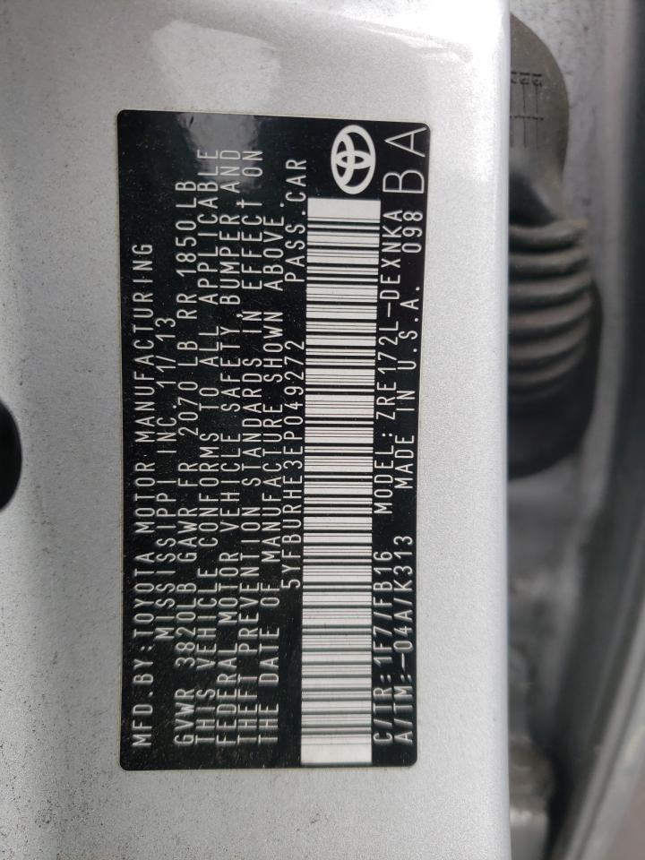 Photo 10 from auction – 2014 TOYOTA COROLLA L with VIN 5YFBURHE3EP049272