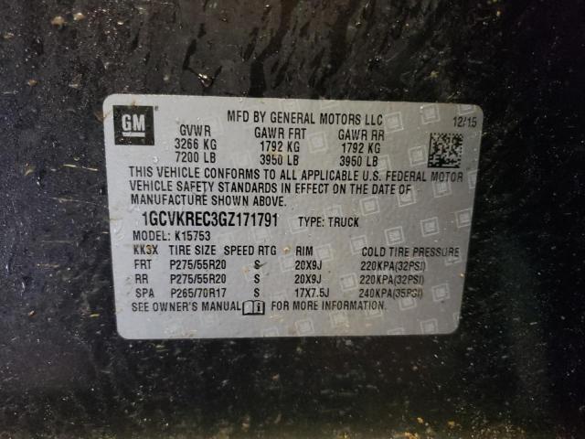Photo 10 from auction – 2016 CHEVROLET SILVERADO with VIN 1GCVKREC3GZ171791