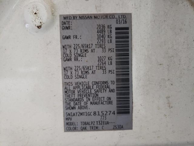 Photo 10 from auction – 2016 NISSAN ROGUE S with VIN 5N1AT2MT1GC815274