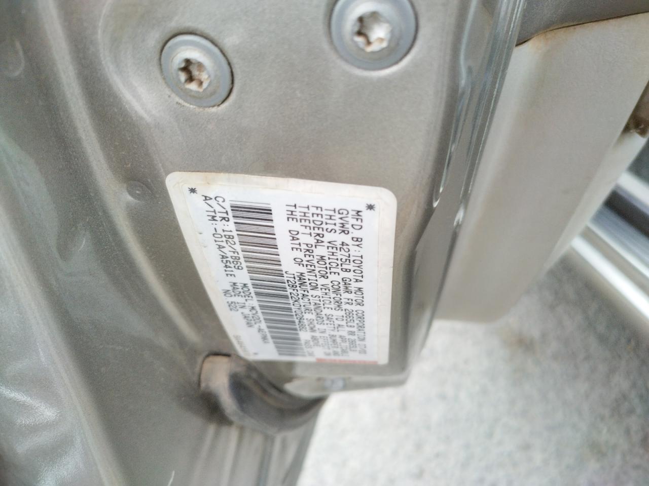 Photo 10 from auction – 2000 TOYOTA CAMRY CE with VIN JT2BF22K0Y0284882