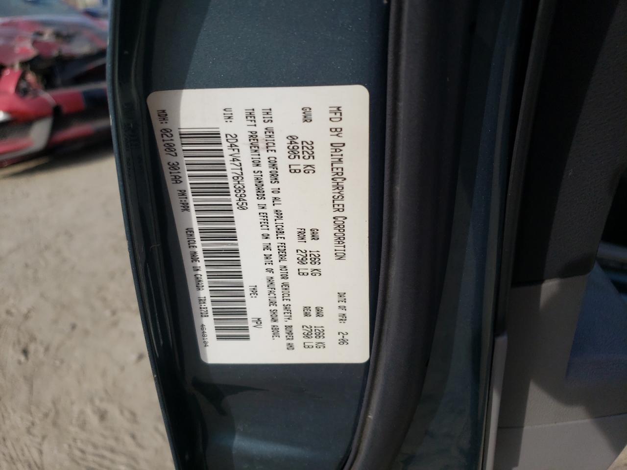 Photo 10 from auction – 2006 DODGE MAGNUM SE with VIN 2D4FV47T76H369450