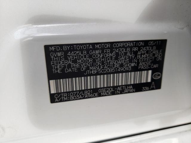 Photo 10 from auction – 2011 LEXUS IS 250 with VIN JTHBF5C20B5149093