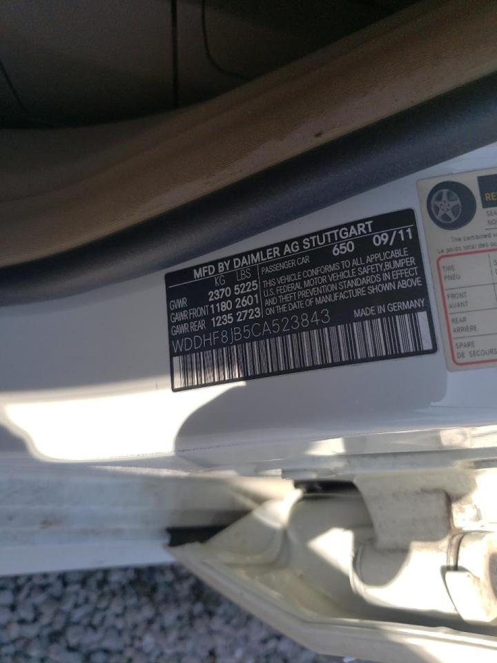 Photo 10 from auction – 2012 MERCEDES-BENZ E 350 4MAT with VIN WDDHF8JB5CA523843