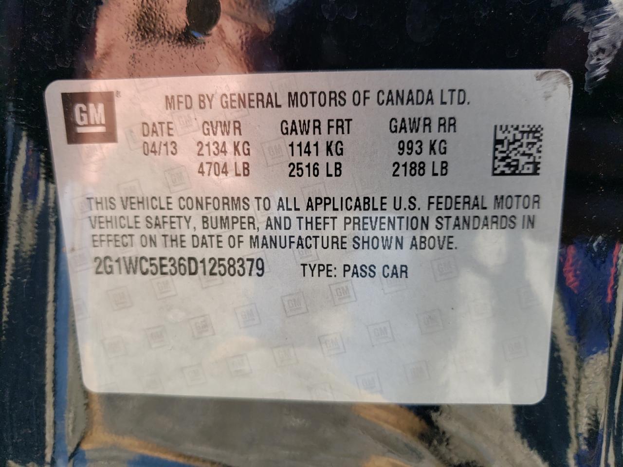 Photo 10 from auction – 2013 CHEVROLET IMPALA LTZ with VIN 2G1WC5E36D1258379