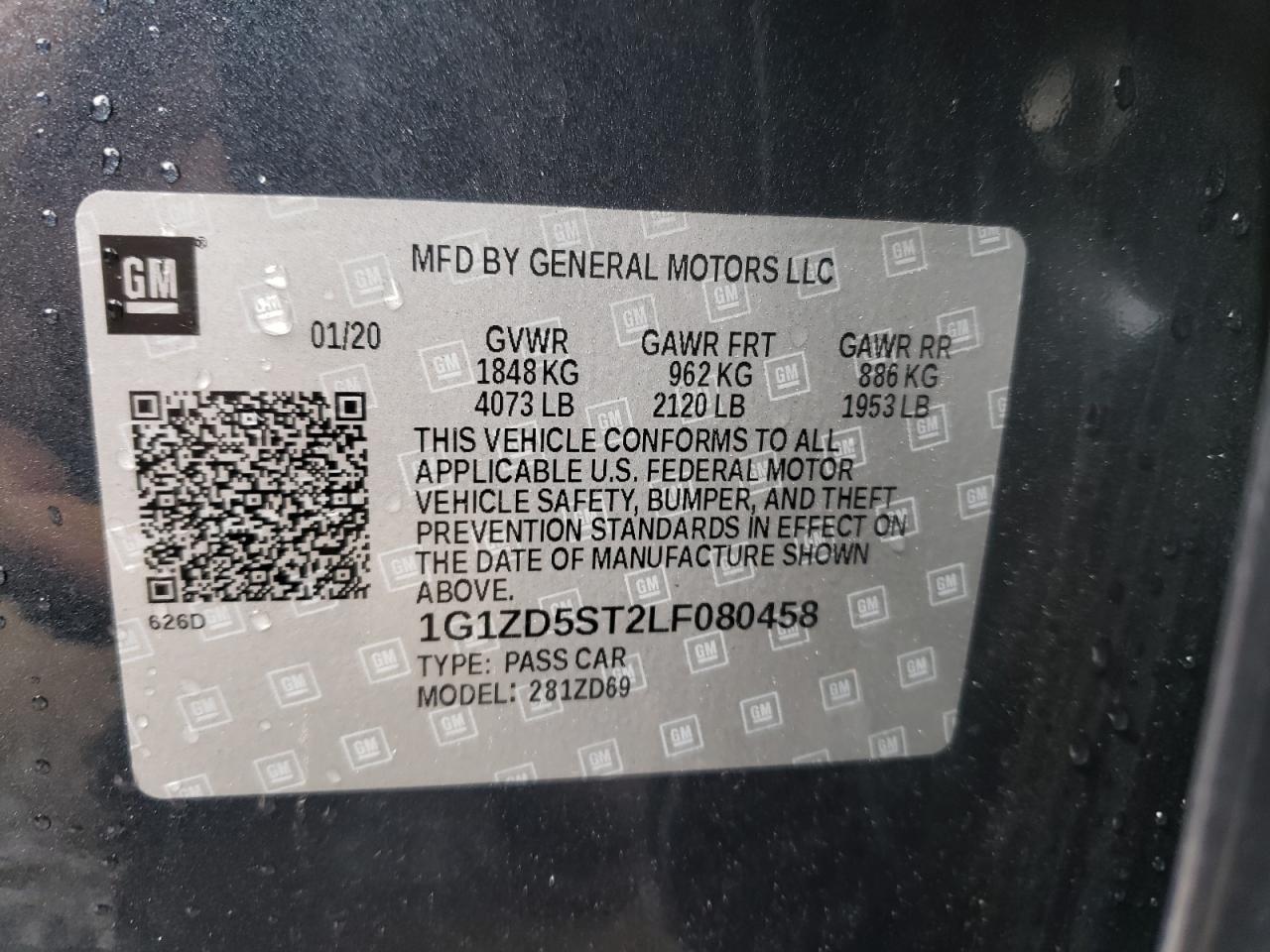 Photo 10 from auction – 2020 CHEVROLET MALIBU LT with VIN 1G1ZD5ST2LF080458