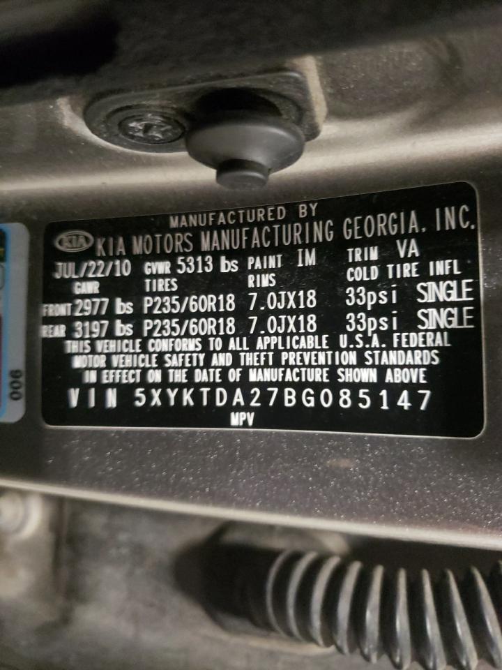 Photo 10 from auction – 2011 KIA SORENTO BA with VIN 5XYKTDA27BG085147
