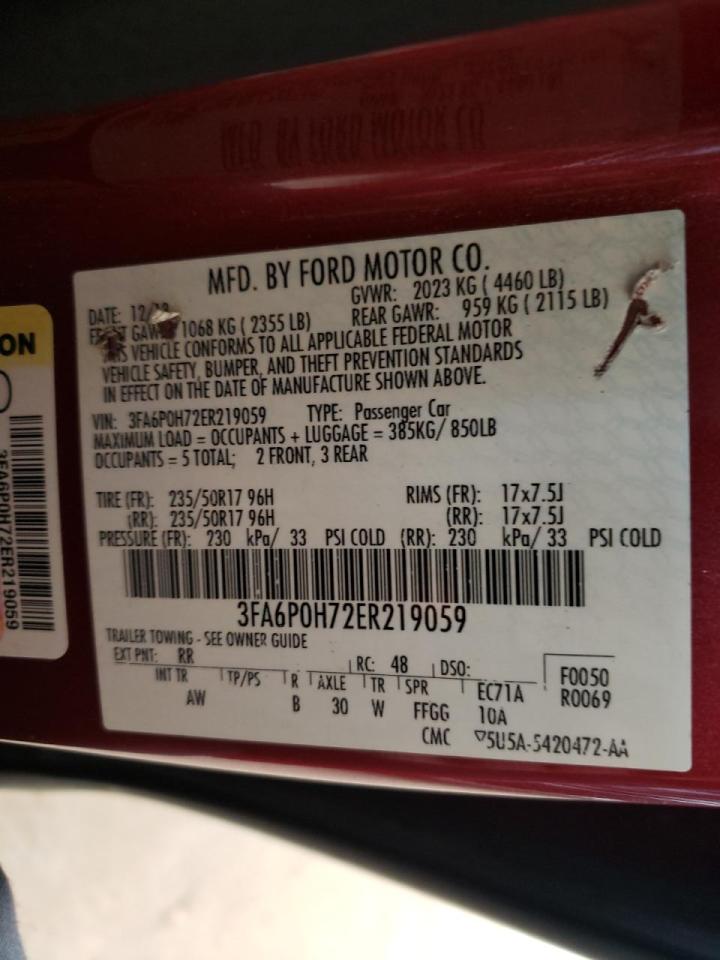 Photo 10 from auction – 2014 FORD FUSION SE with VIN 3FA6P0H72ER219059