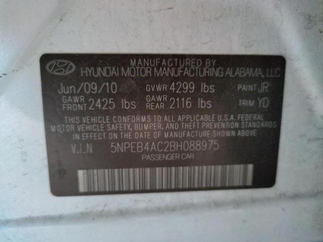 Photo 10 from auction – 2011 HYUNDAI SONATA GLS with VIN 5NPEB4AC2BH088975