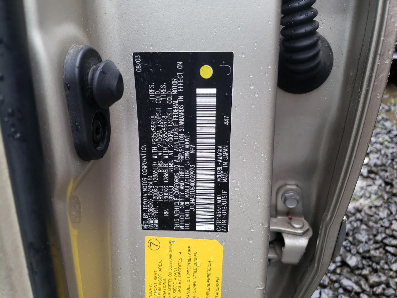 Photo 10 from auction – 2004 LEXUS RX 330 with VIN JTJHA31U640039973