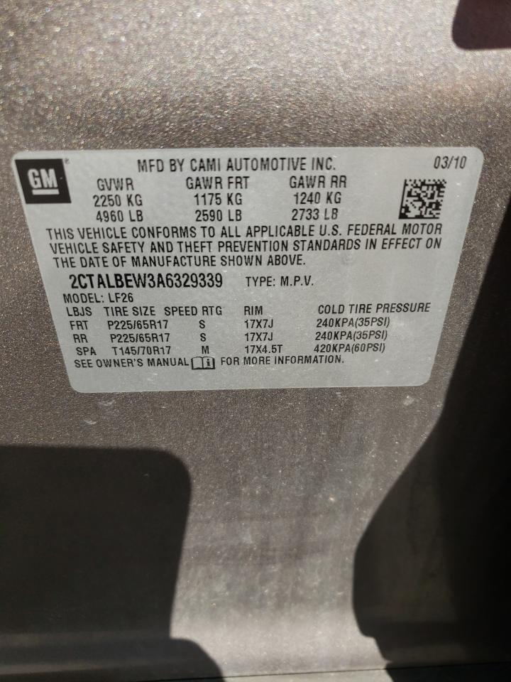 Photo 10 from auction – 2010 GMC TERRAIN SL with VIN 2CTALBEW3A6329339