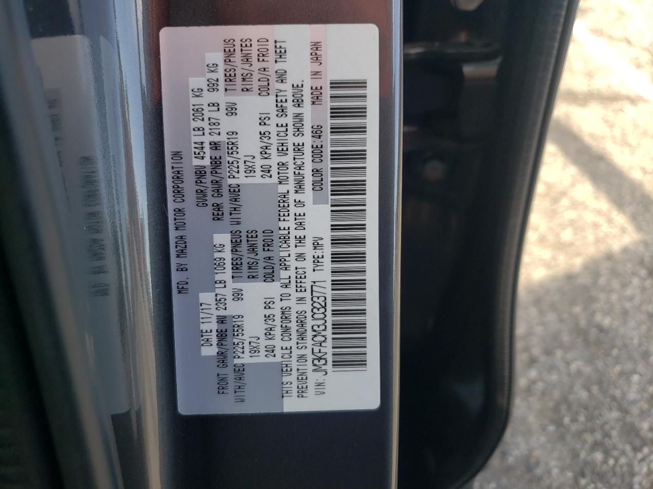 Photo 10 from auction – 2018 MAZDA CX-5 TOURI with VIN JM3KFACM3J0323771