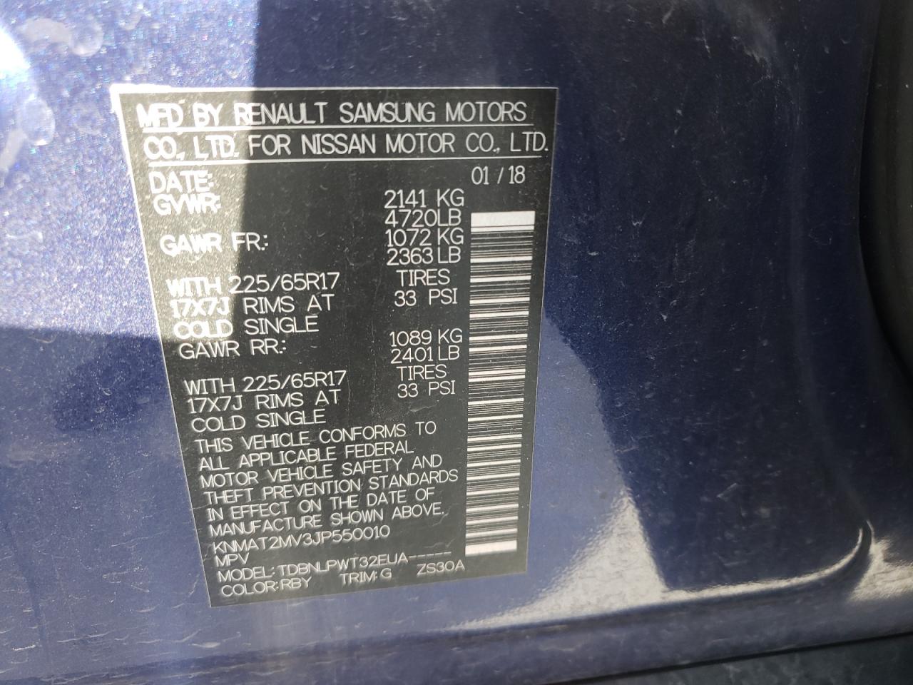 Photo 10 from auction – 2018 NISSAN ROGUE S with VIN KNMAT2MV3JP550010
