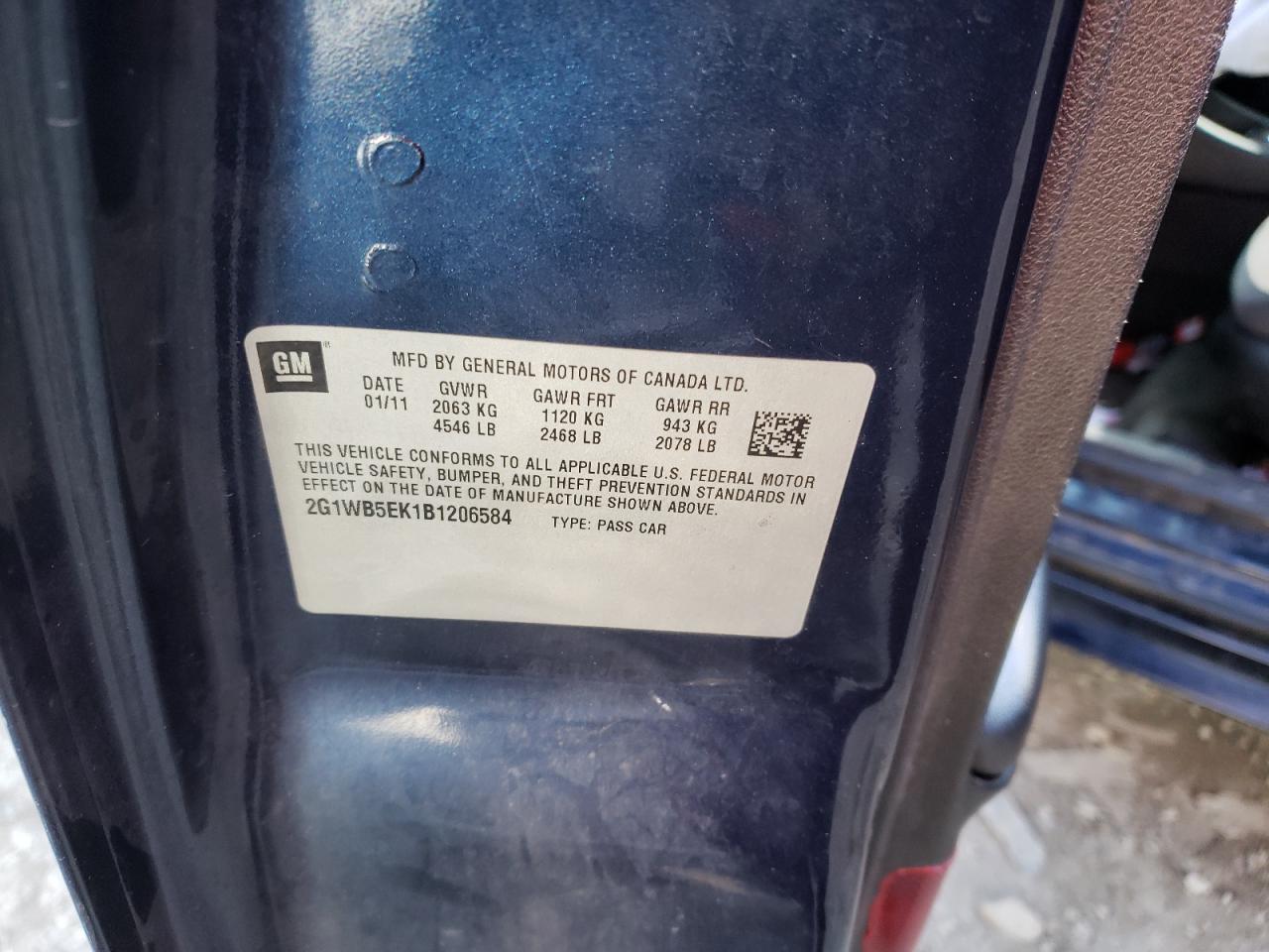 Photo 10 from auction – 2011 CHEVROLET IMPALA LT with VIN 2G1WB5EK1B1206584