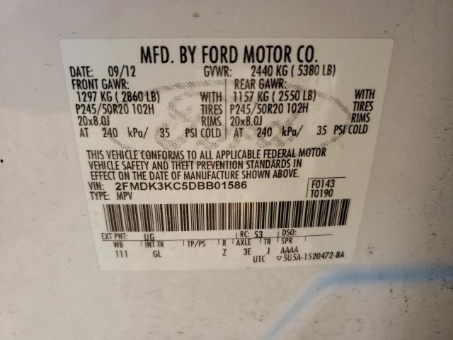 Photo 10 from auction – 2013 FORD EDGE LIMIT with VIN 2FMDK3KC5DBB01586