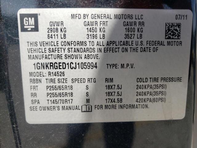 Photo 10 from auction – 2012 CHEVROLET TRAVERSE L with VIN 1GNKRGED1CJ105994