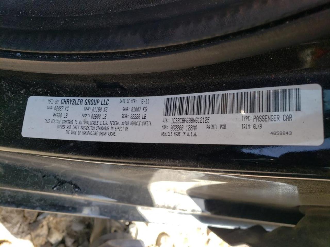 Photo 10 from auction – 2011 CHRYSLER 200 S with VIN 1C3BC8FG3BN612125