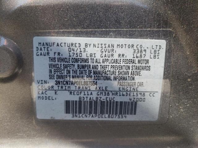 Photo 10 from auction – 2014 NISSAN VERSA S with VIN 3N1CN7AP0EL807554