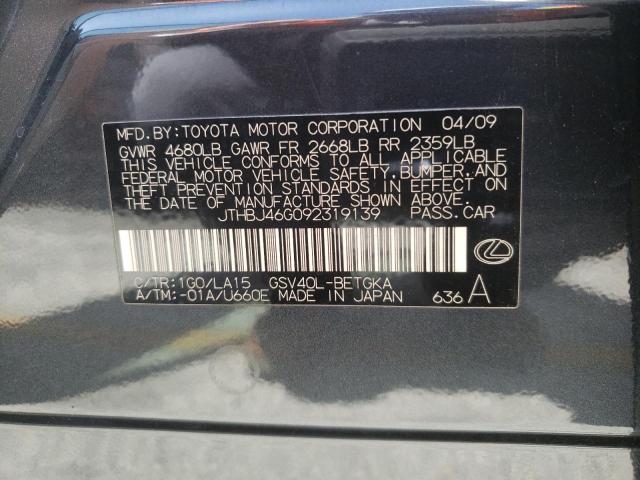 Photo 10 from auction – 2009 LEXUS ES350 with VIN JTHBJ46G092319139