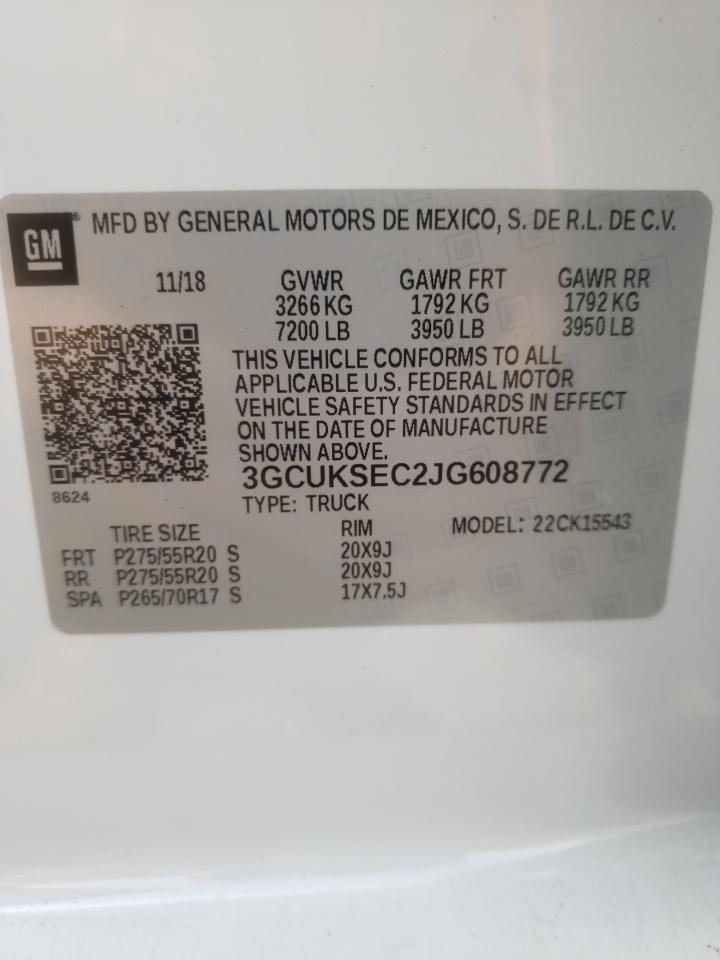 Photo 10 from auction – 2018 CHEVROLET SILVERADO with VIN 3GCUKSEC2JG608772