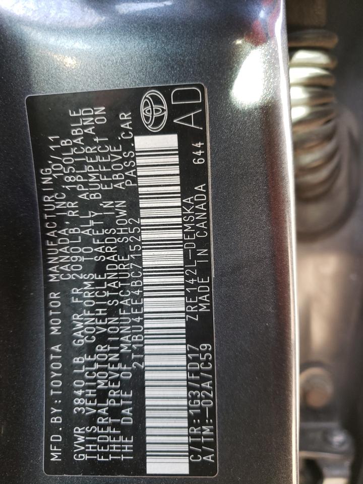 Photo 10 from auction – 2011 TOYOTA COROLLA BA with VIN 2T1BU4EE4BC715252