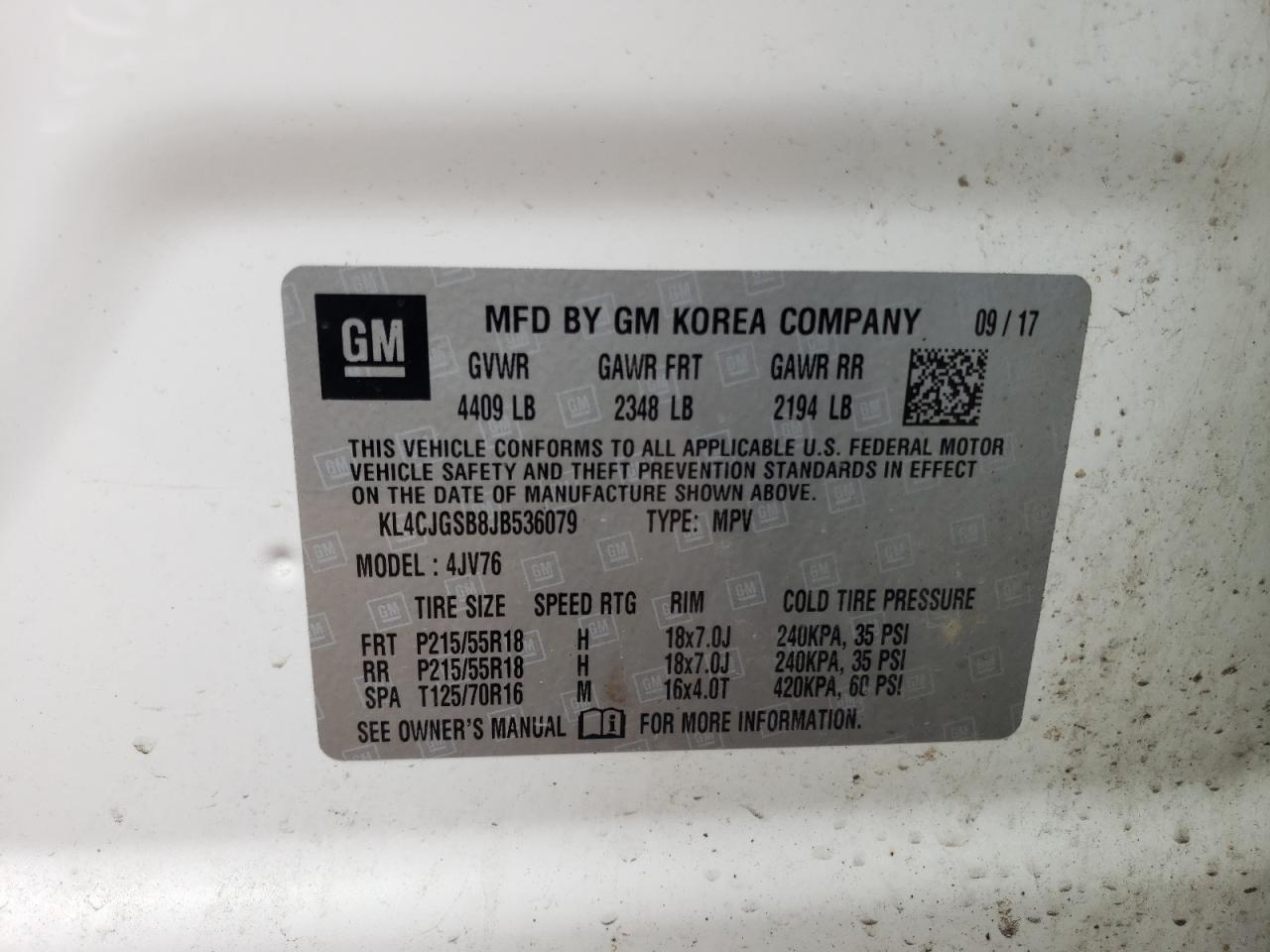 Photo 10 from auction – 2018 BUICK ENCORE ESS with VIN KL4CJGSB8JB536079