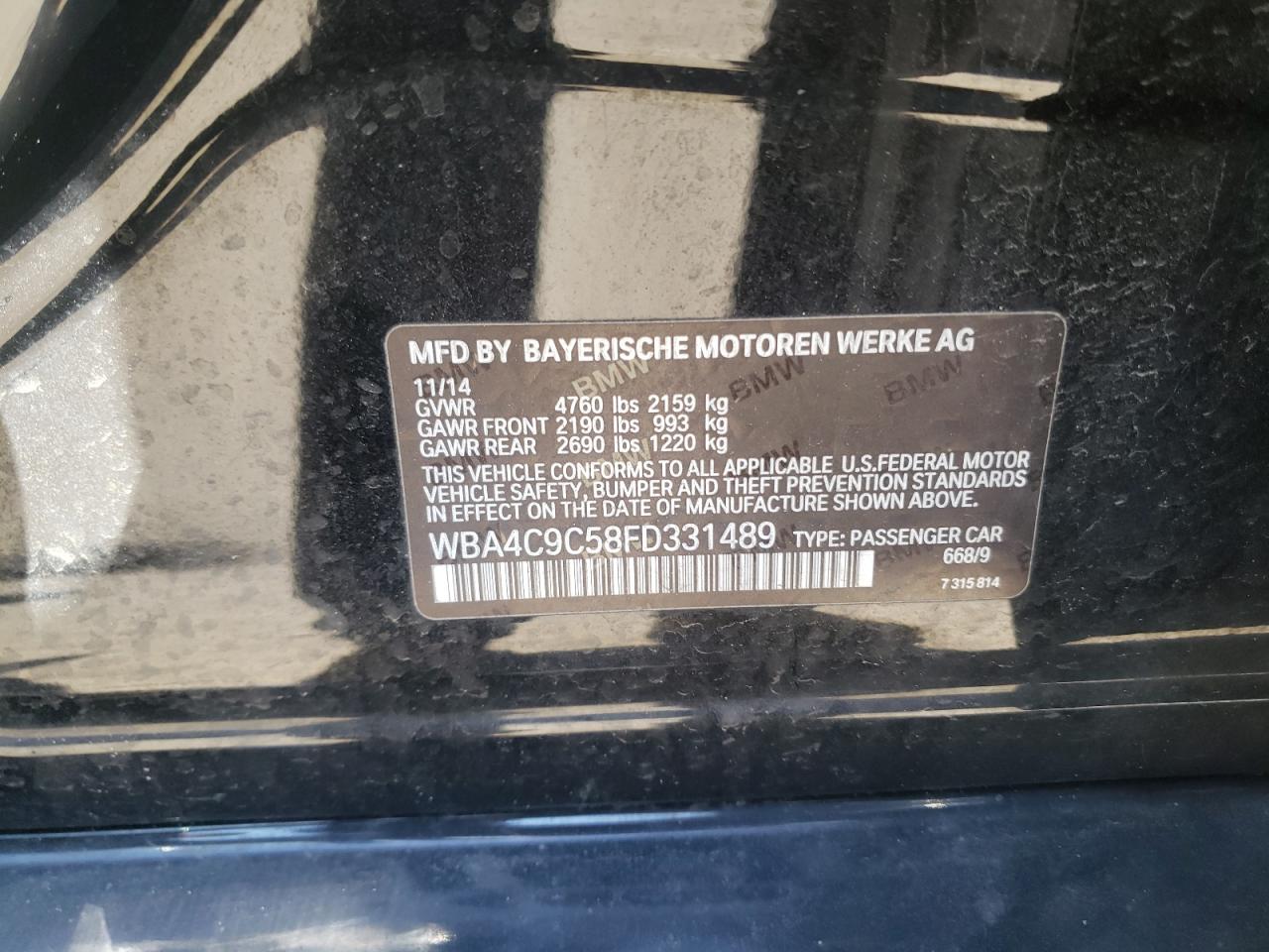 Photo 10 from auction – 2015 BMW 428 XI GRA with VIN WBA4C9C58FD331489