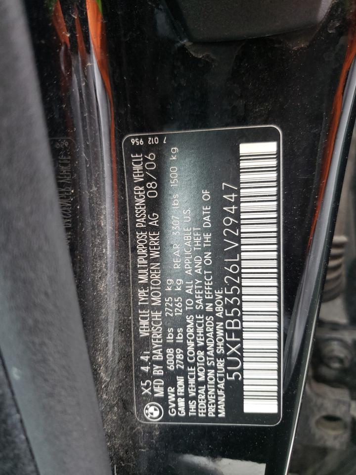 Photo 10 from auction – 2006 BMW X5 4.4I with VIN 5UXFB53526LV29447