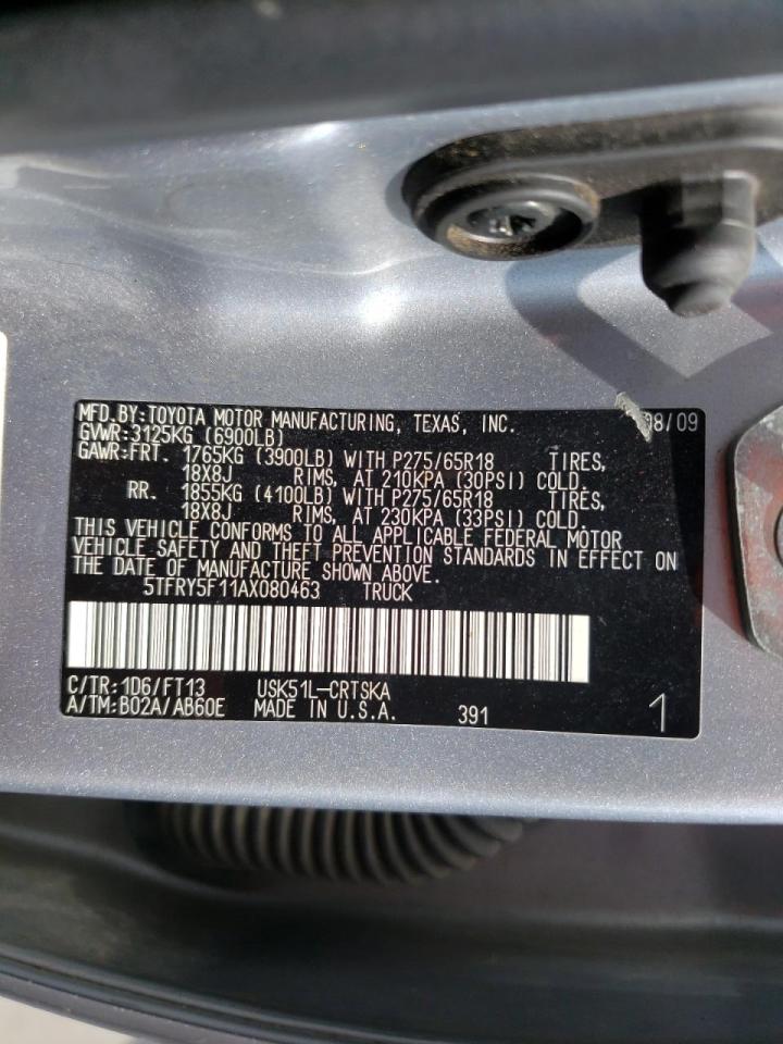 Photo 10 from auction – 2010 TOYOTA TUNDRA DOU with VIN 5TFRY5F11AX080463
