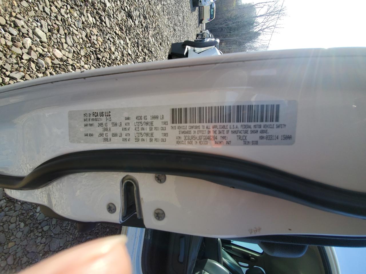 Photo 10 from auction – 2015 RAM 2500 ST with VIN 3C6UR5HJ6FG646284
