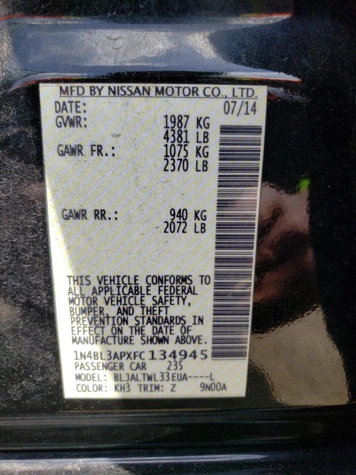 Photo 10 from auction – 2015 NISSAN ALTIMA 3.5 with VIN 1N4BL3APXFC134945