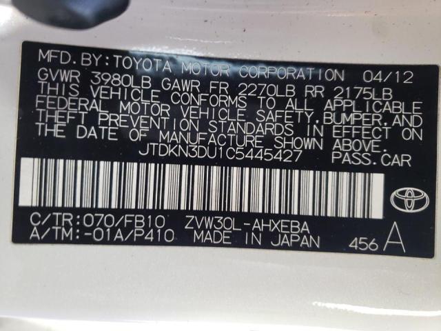 Photo 10 from auction – 2012 TOYOTA PRIUS with VIN JTDKN3DU1C5445427