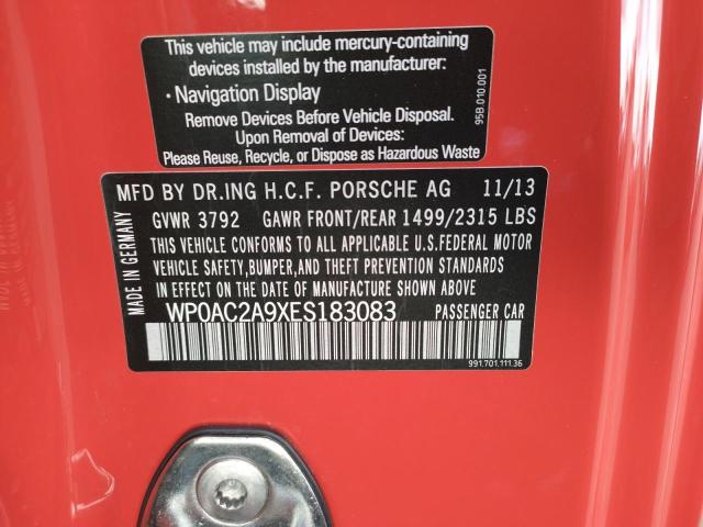 Photo 10 from auction – 2014 PORSCHE 911 GT3 with VIN WP0AC2A9XES183083