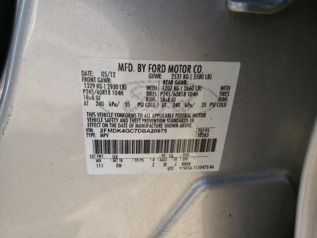 Photo 10 from auction – 2013 FORD EDGE SE with VIN 2FMDK4GC7DBA20975