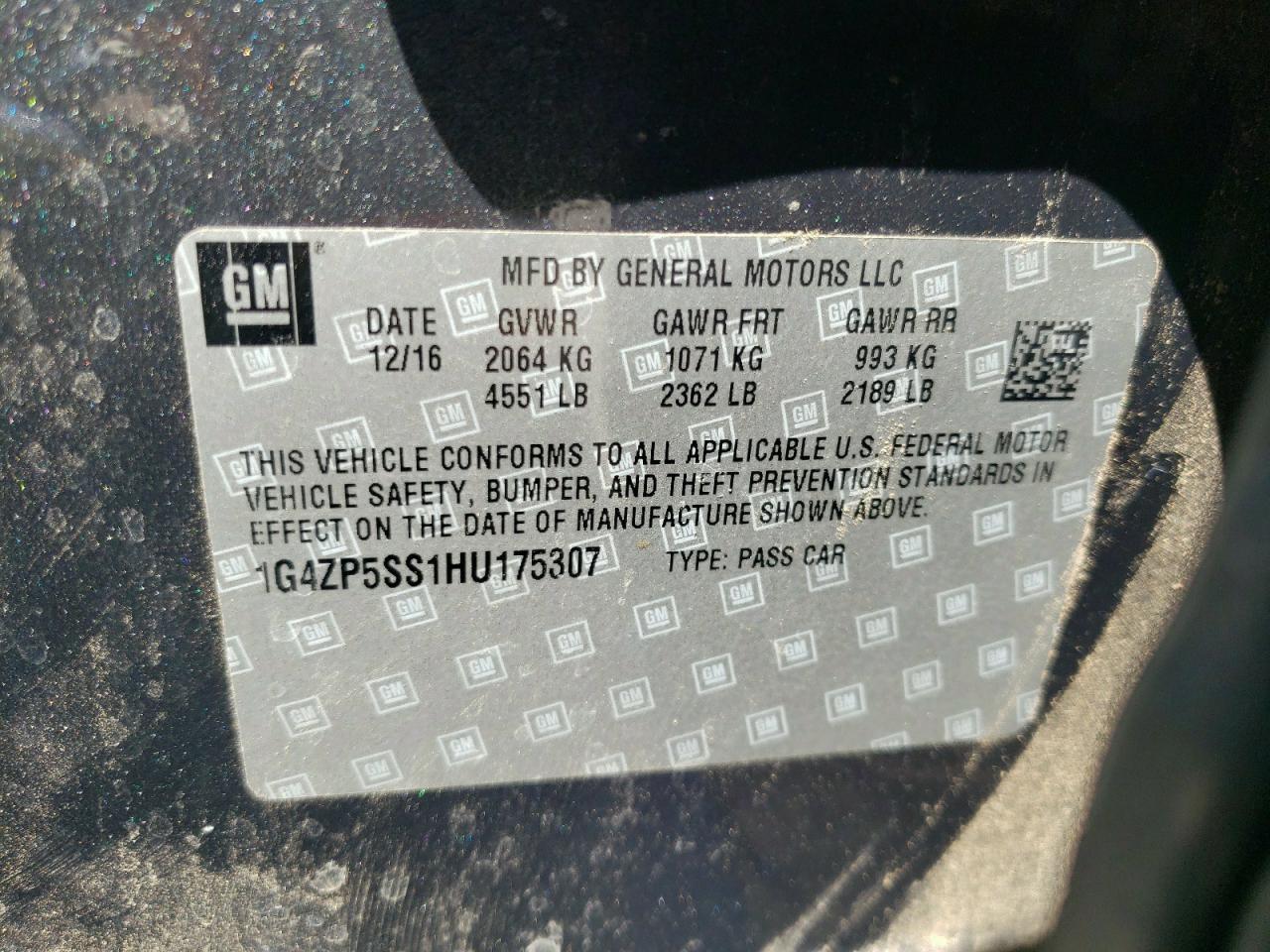 Photo 10 from auction – 2017 BUICK LACROSSE E with VIN 1G4ZP5SS1HU175307