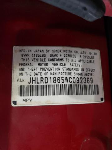 Photo 10 from auction – 1998 HONDA CR-V EX with VIN JHLRD1865WC092369