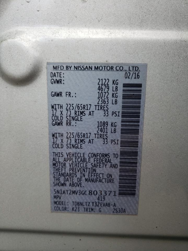 Photo 10 from auction – 2016 NISSAN ROGUE S with VIN 5N1AT2MV3GC803371