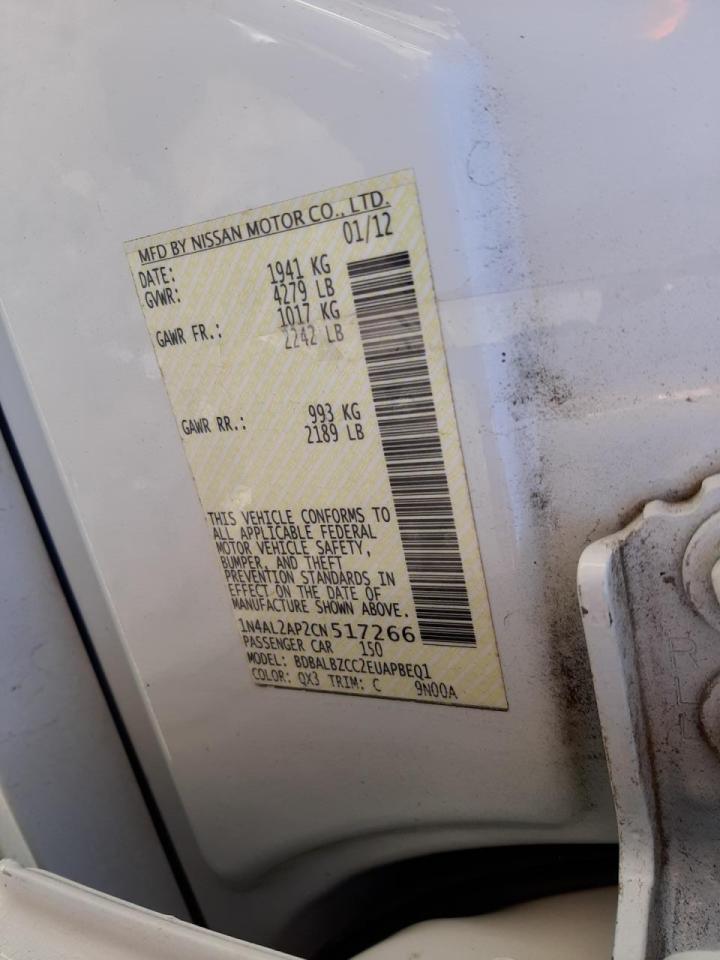 Photo 10 from auction – 2012 NISSAN ALTIMA BAS with VIN 1N4AL2AP2CN517266