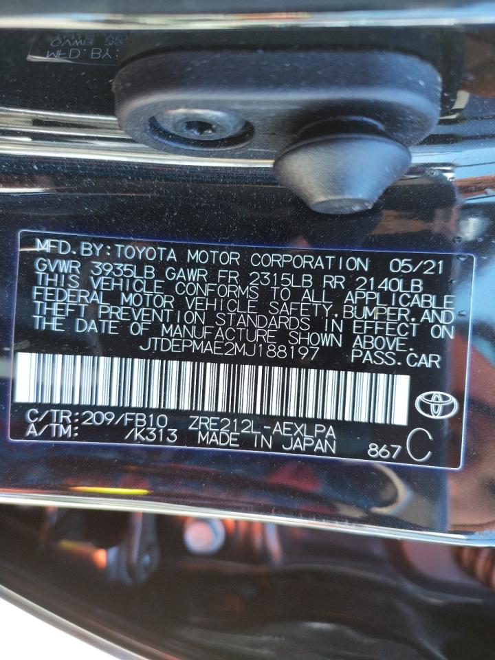 Photo 10 from auction – 2021 TOYOTA COROLLA LE with VIN JTDEPMAE2MJ188197