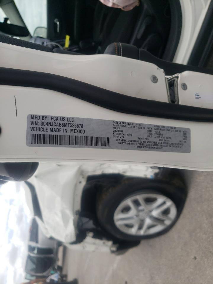Photo 10 from auction – 2021 JEEP COMPASS SP with VIN 3C4NJCAB8MT526678