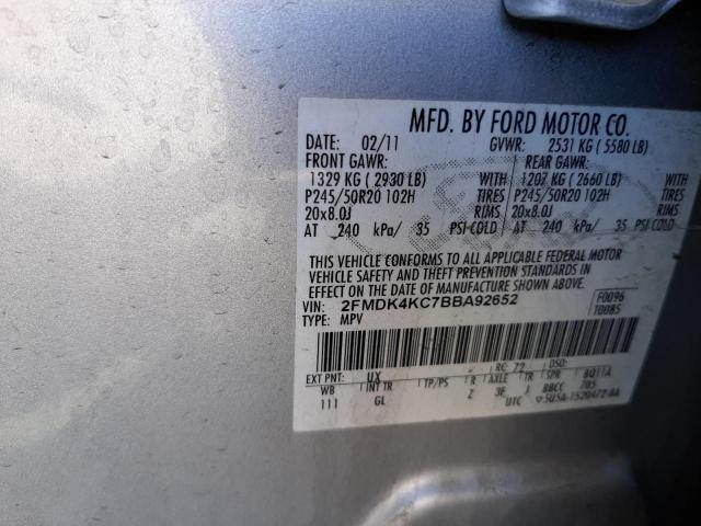 Photo 10 from auction – 2011 FORD EDGE LIMIT with VIN 2FMDK4KC7BBA92652