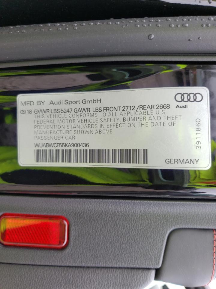 Photo 10 from auction – 2019 AUDI RS5 with VIN WUABWCF55KA900436