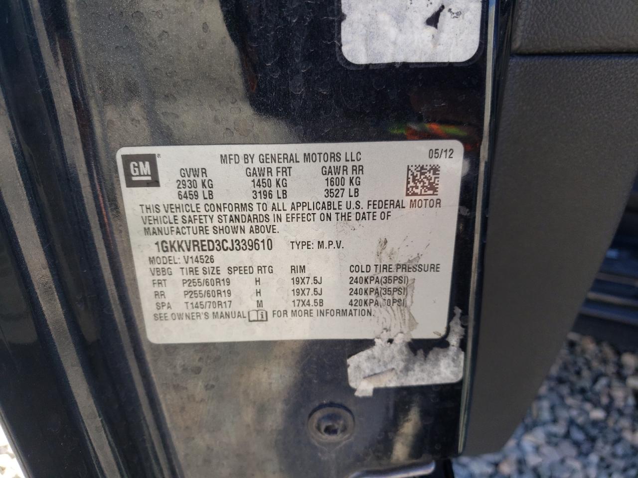 Zdjęcie 10 z aukcji – 2012 GMC ACADIA SLT z VIN 1GKKVRED3CJ339610