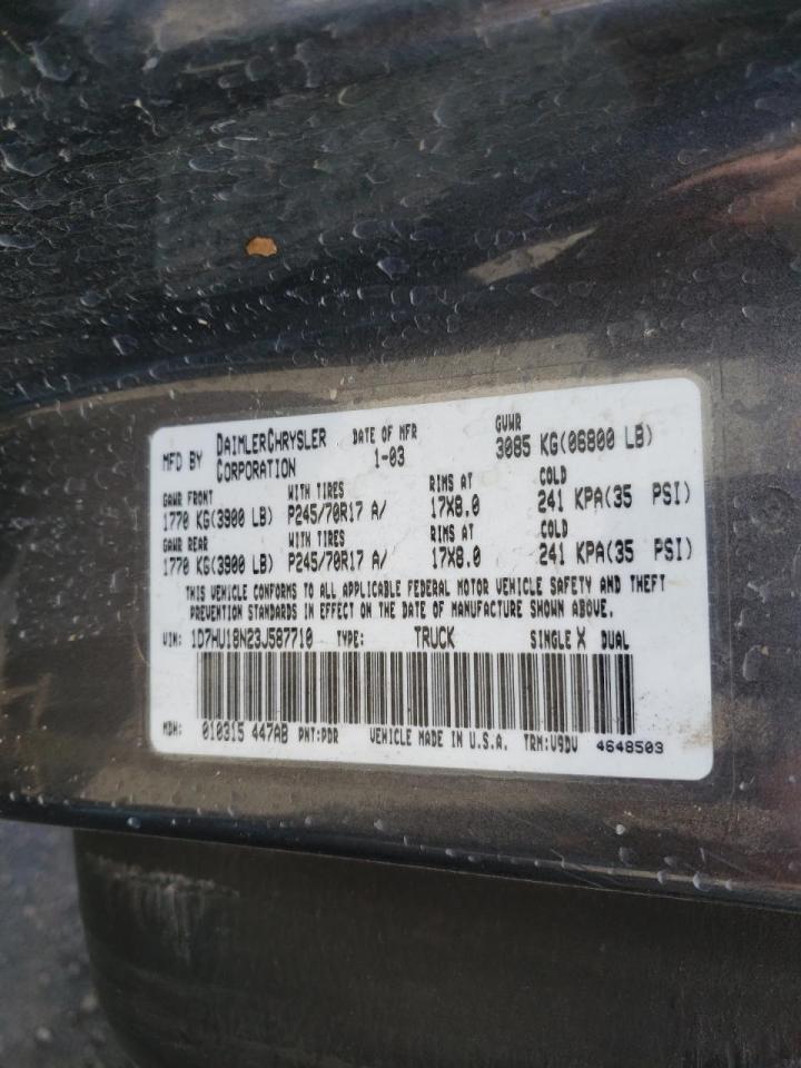 Photo 10 from auction – 2003 DODGE RAM 1500 S with VIN 1D7HU18N23J587710