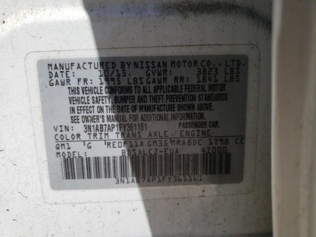 Photo 10 from auction – 2015 NISSAN SENTRA S with VIN 3N1AB7AP1FY361161