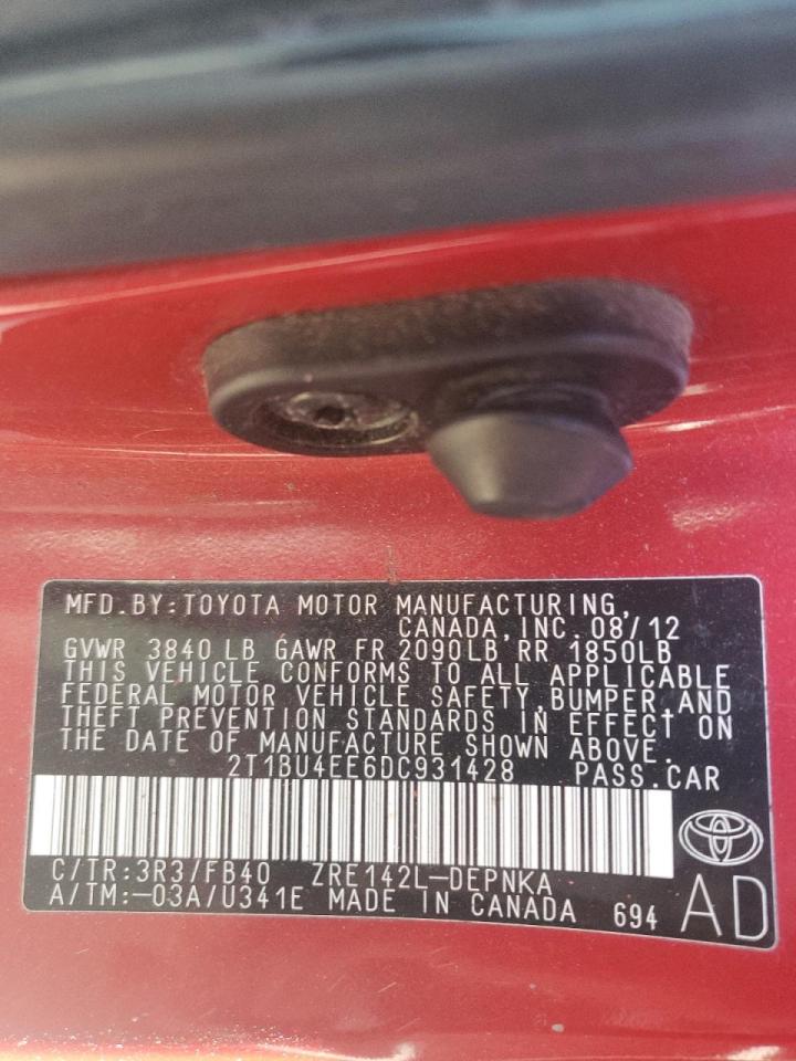 Photo 10 from auction – 2013 TOYOTA COROLLA BA with VIN 2T1BU4EE6DC931428