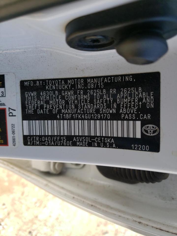 Photo 10 from auction – 2016 TOYOTA CAMRY LE with VIN 4T1BF1FK4GU129170