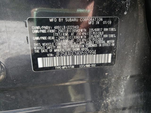 Photo 10 from auction – 2019 SUBARU FORESTER P with VIN JF2SKAGC5KH592994