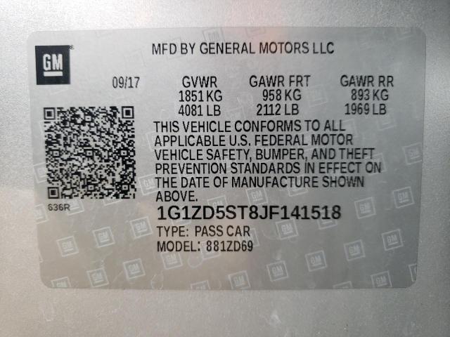 Photo 10 from auction – 2018 CHEVROLET MALIBU LT with VIN 1G1ZD5ST8JF141518