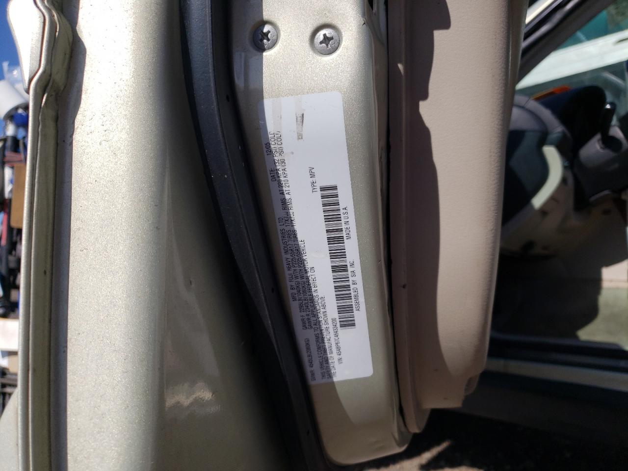 Photo 10 from auction – 2006 SUBARU LEGACY OUT with VIN 4S4BP67C464334200